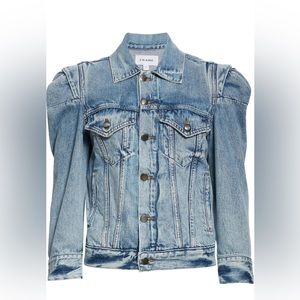Frame Rosette Puffed Sleeve Denim Jacket